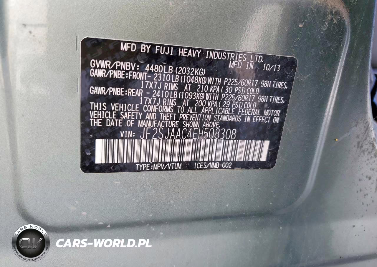 2014 Subaru Forester 2.5I VIN:JF2SJAAC4EH508308 - 12