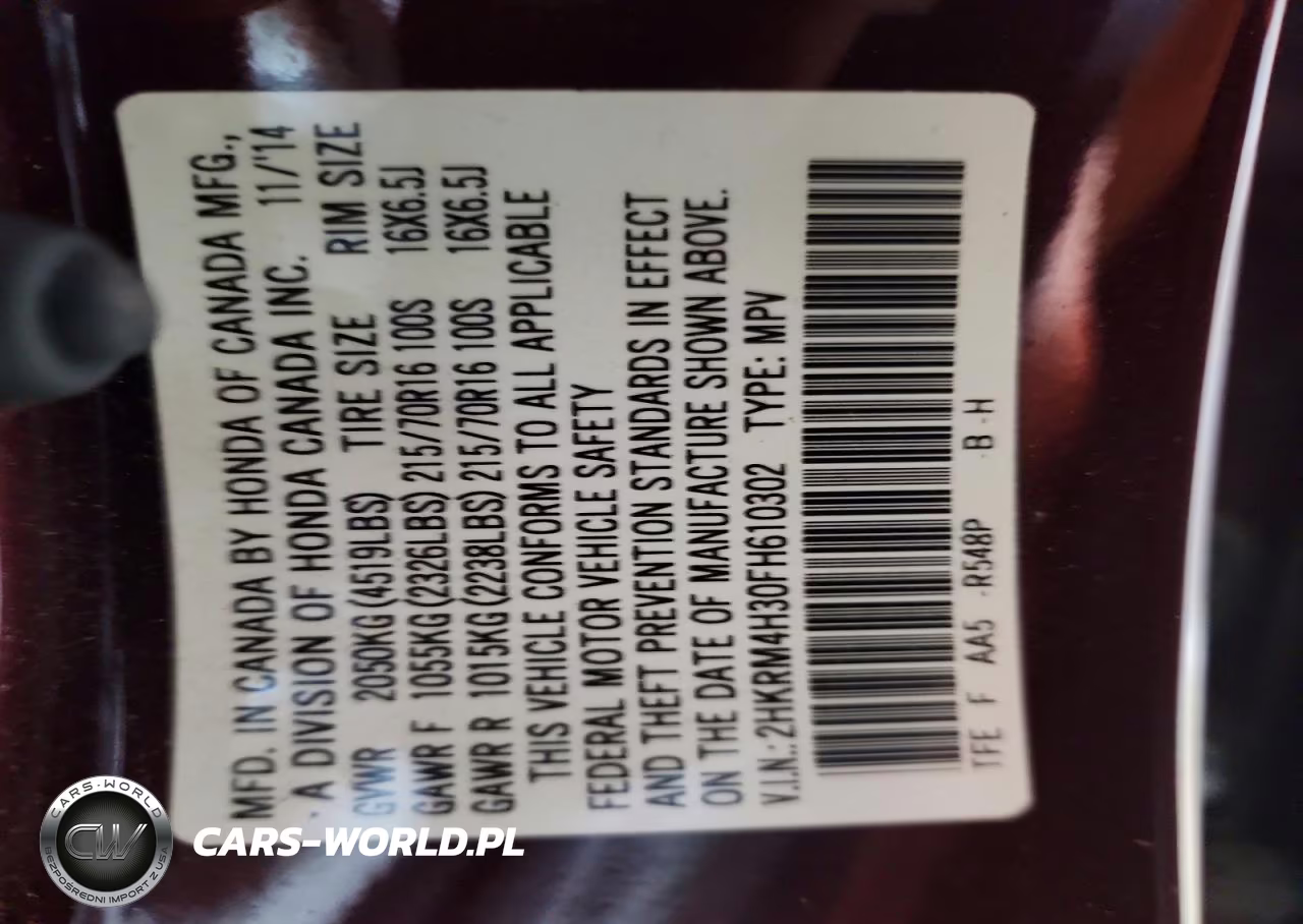 2015 Honda Cr-V Lx VIN:2HKRM4H30FH610302 - 14