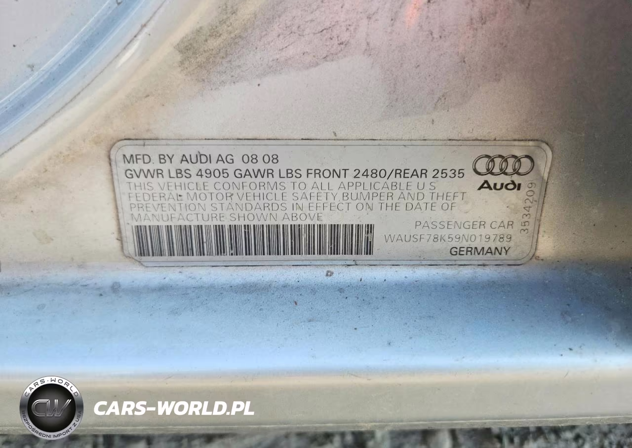 2009 Audi A4 Premium Plus VIN:WAUSF78K59N019789 - 12