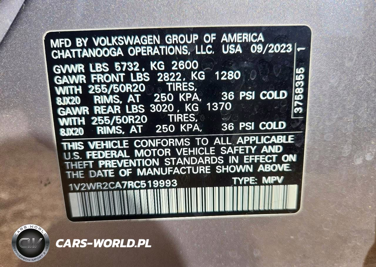 2024 Volkswagen Atlas Se VIN:1V2WR2CA7RC519993 - 14