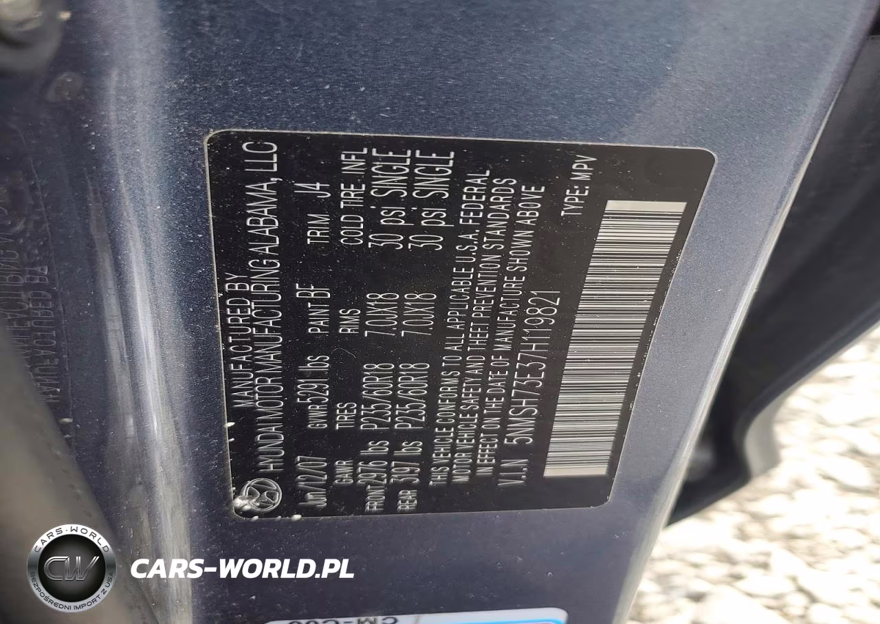 2007 Hyundai Santa Fe Se VIN:5NMSH73E37H119821 - 12