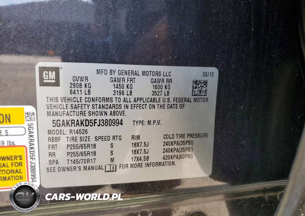 2015 Buick Enclave VIN:5GAKRAKD5FJ380994 - 14