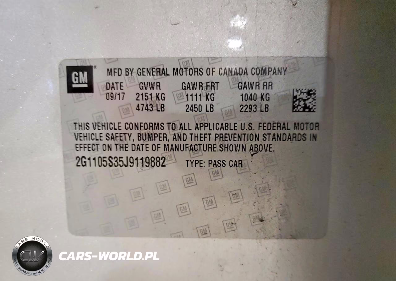 2018 Chevrolet Impala Lt VIN:2G1105S35J9119882 - 13