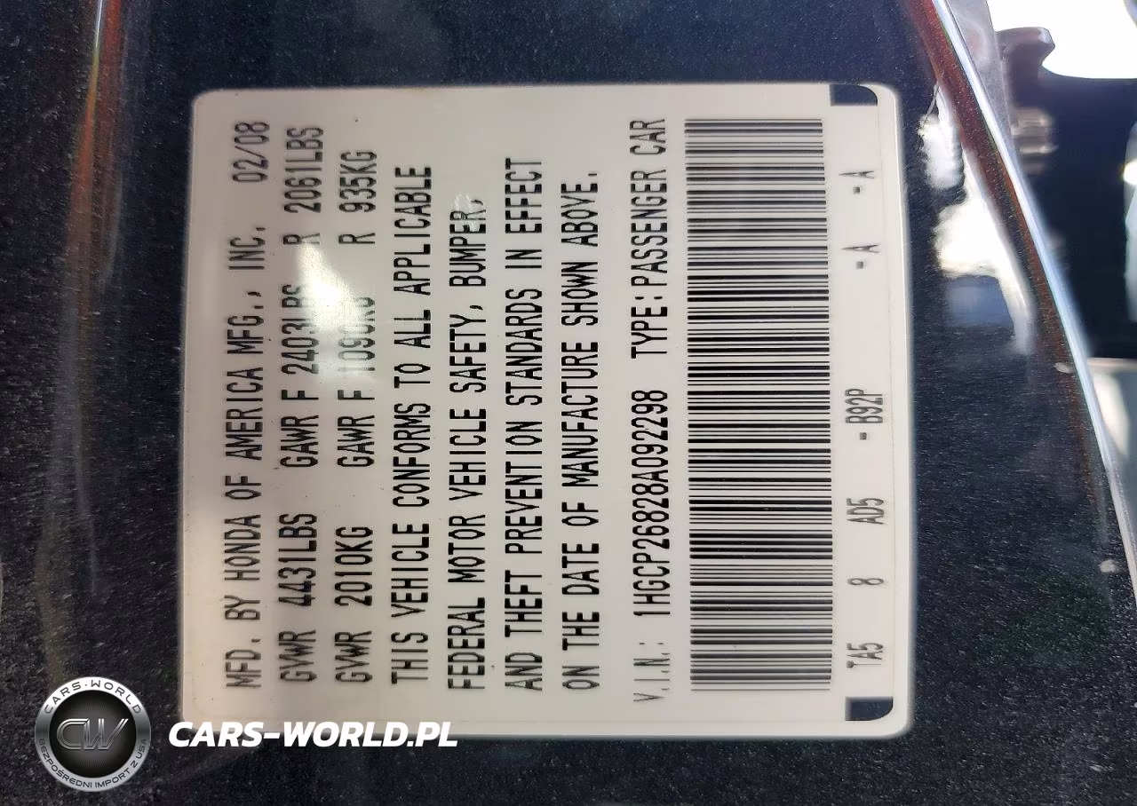 2008 Honda Accord Exl VIN:1HGCP26828A092298 - 13