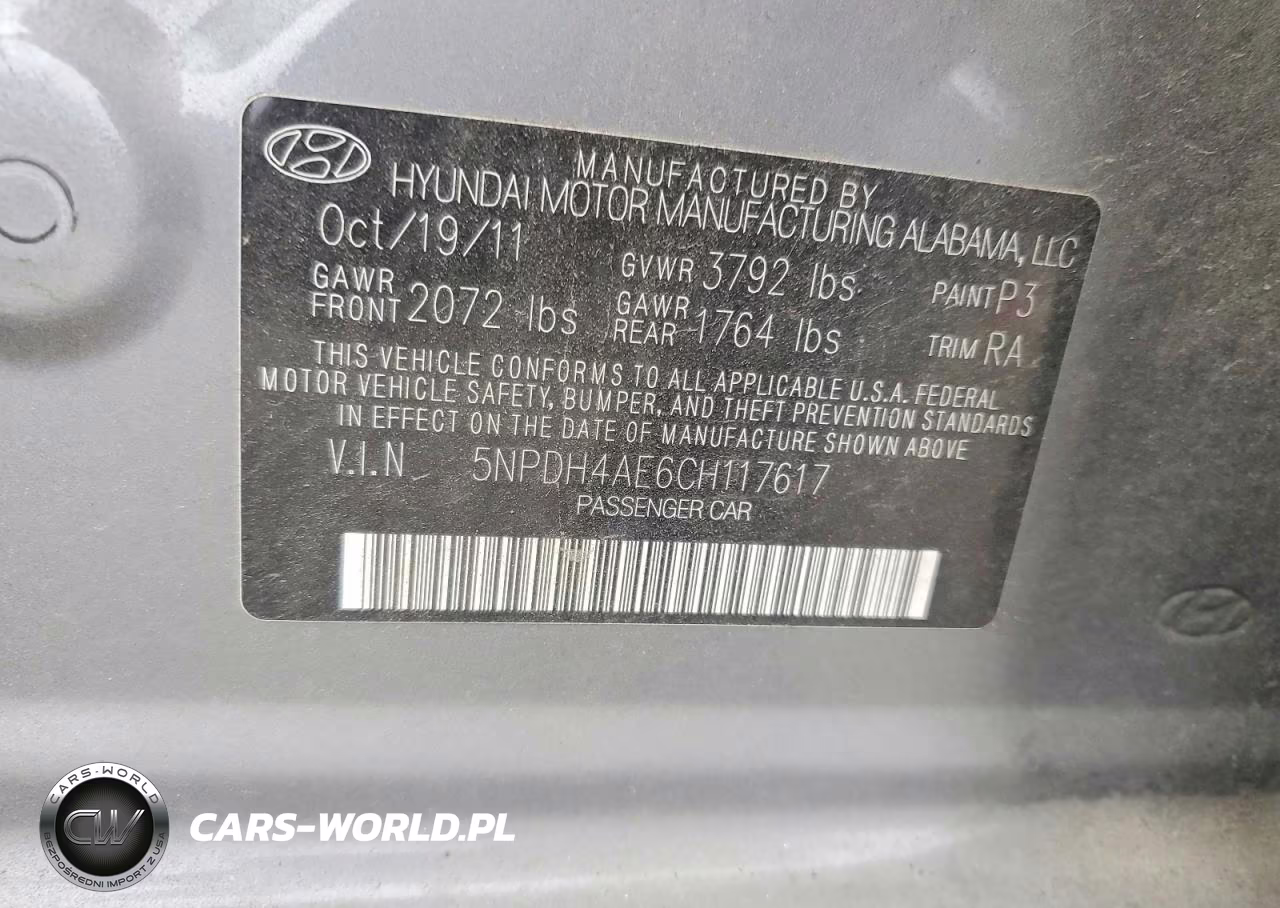 2012 Hyundai Elantra Gls VIN:5NPDH4AE6CH117617 - 12