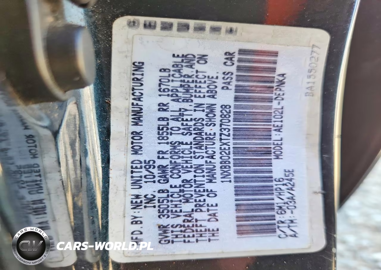 1996 Toyota Corolla Dx VIN:1NXBB02EXTZ370828 - 12