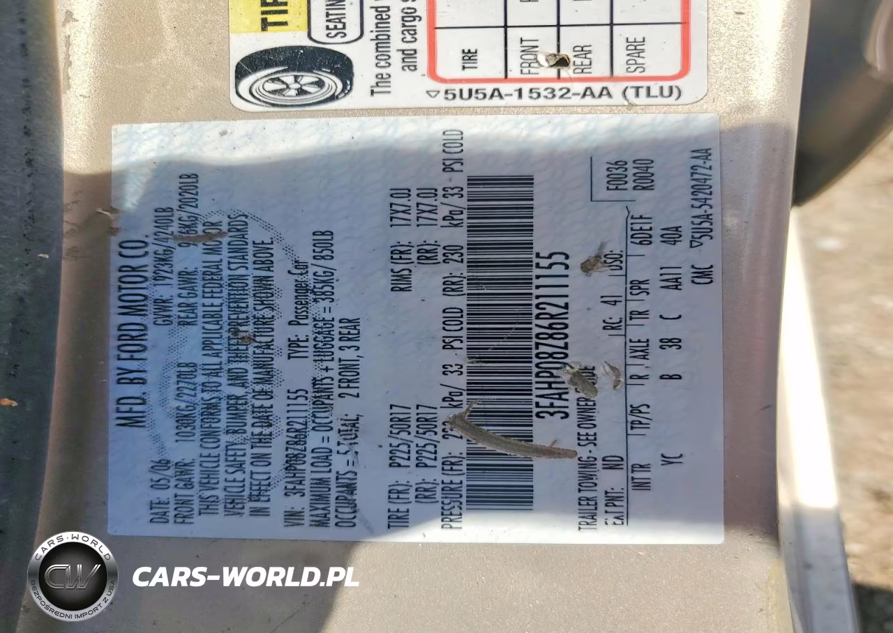 2006 Ford Fusion Sel VIN:3FAHP08Z86R211155 - 12