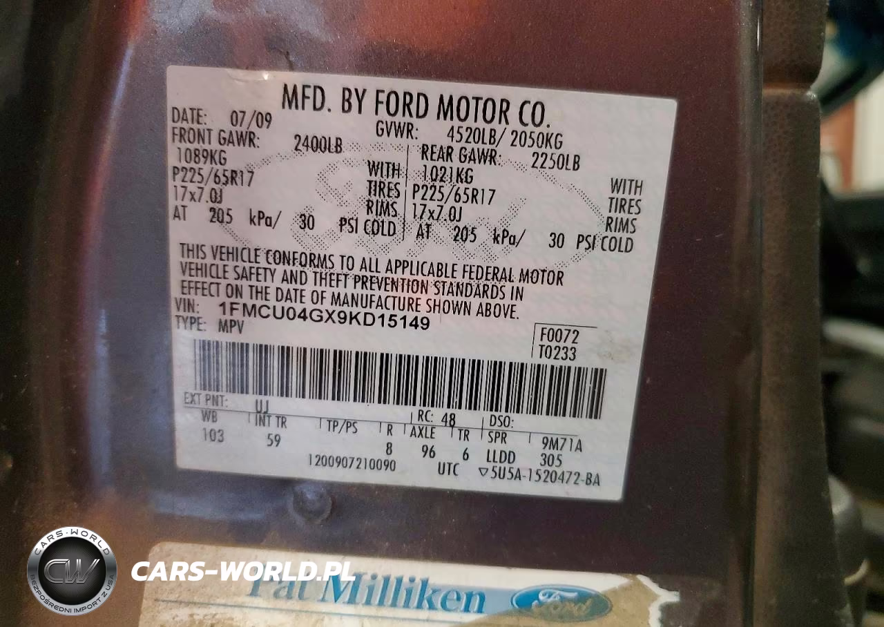 2009 Ford Escape Limited VIN:1FMCU04GX9KD15149 - 12