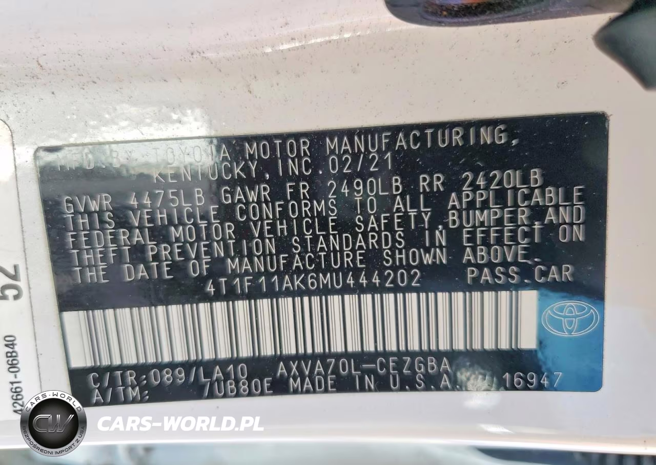 2021 Toyota Camry Xle VIN:4T1F11AK6MU444202 - 13