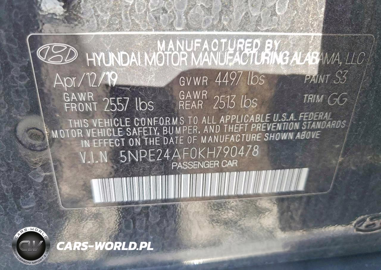 2019 Hyundai Sonata Se VIN:5NPE24AF0KH790478 - 12