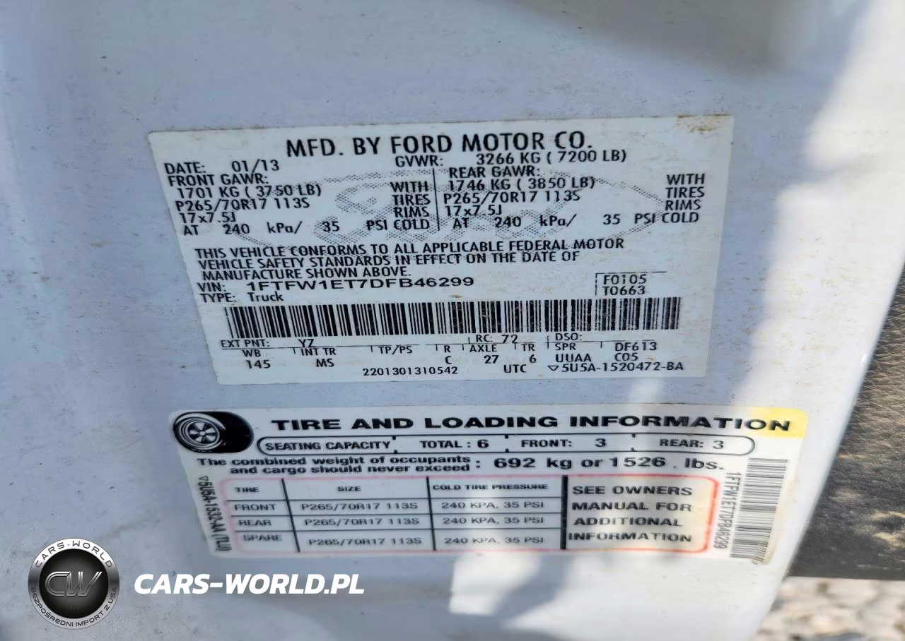 2013 Ford F150 Supercrew VIN:1FTFW1ET7DFB46299 - 12