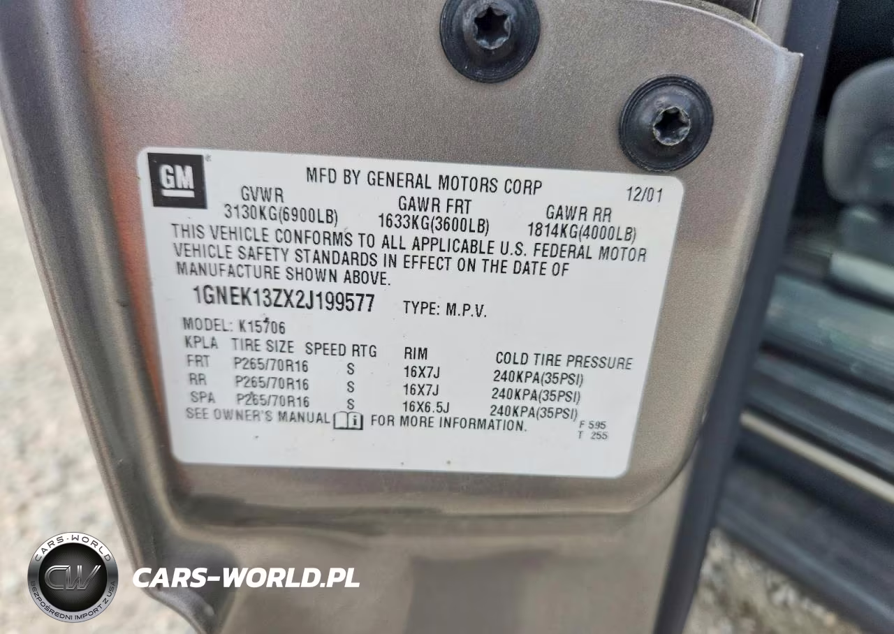 2002 Chevrolet Tahoe K1500 VIN:1GNEK13ZX2J199577 - 13