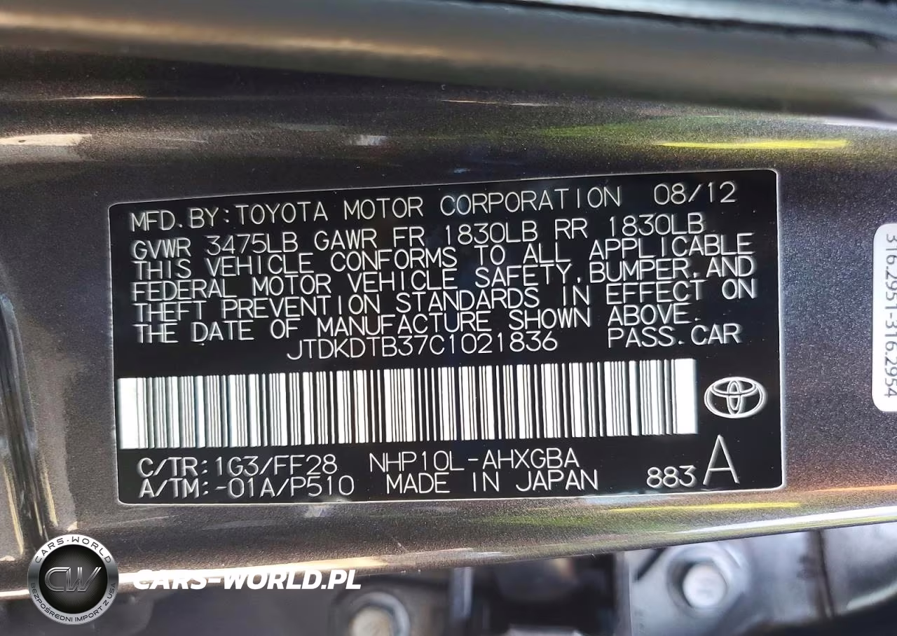 2012 Toyota Prius C Three VIN:JTDKDTB37C1021836 - 12