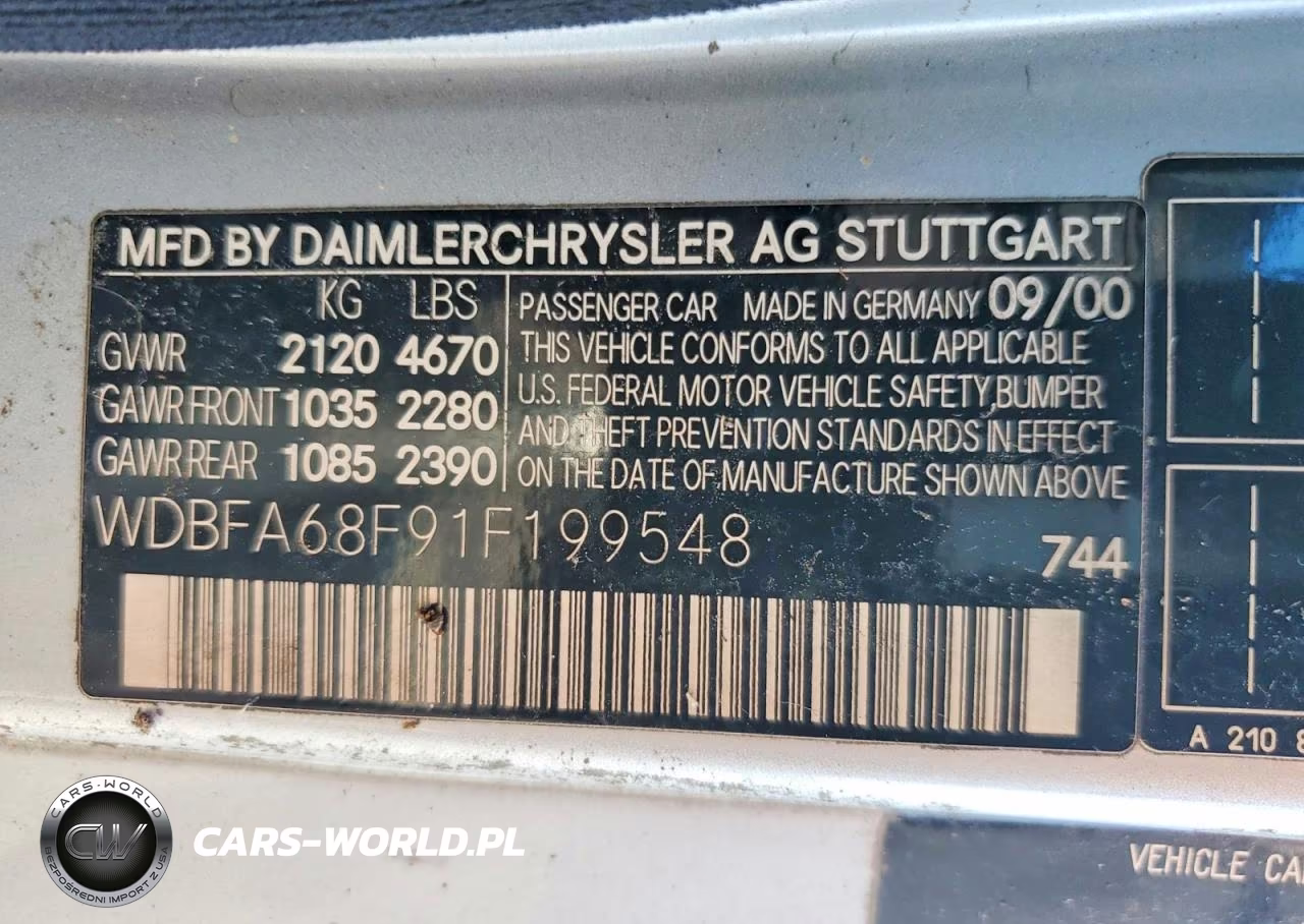 2001 Mercedes-Benz Sl 500 VIN:WDBFA68F91F199548 - 12