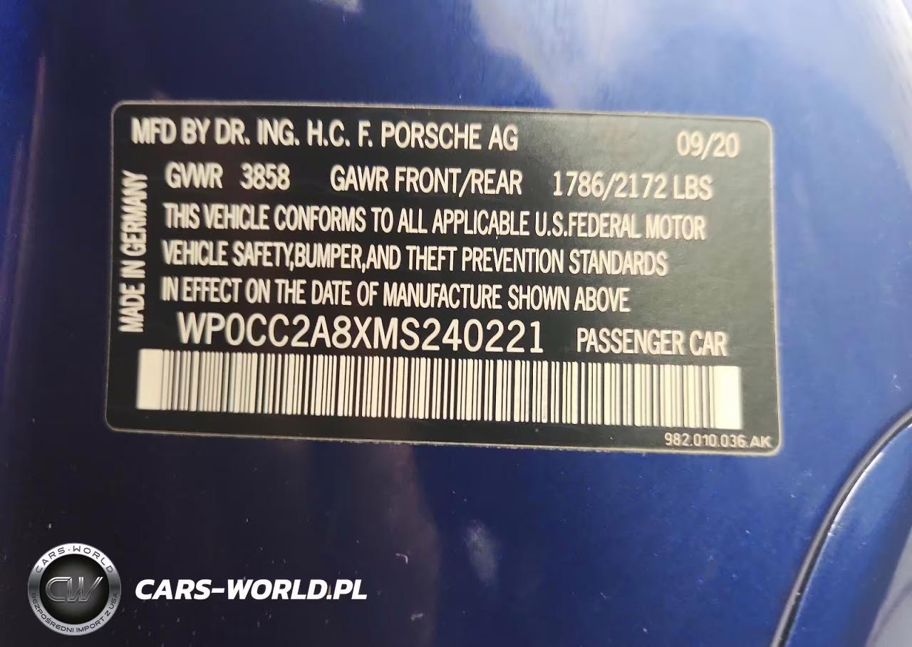 2021 Porsche Boxster Spyder VIN:WP0CC2A8XMS240221 - 12