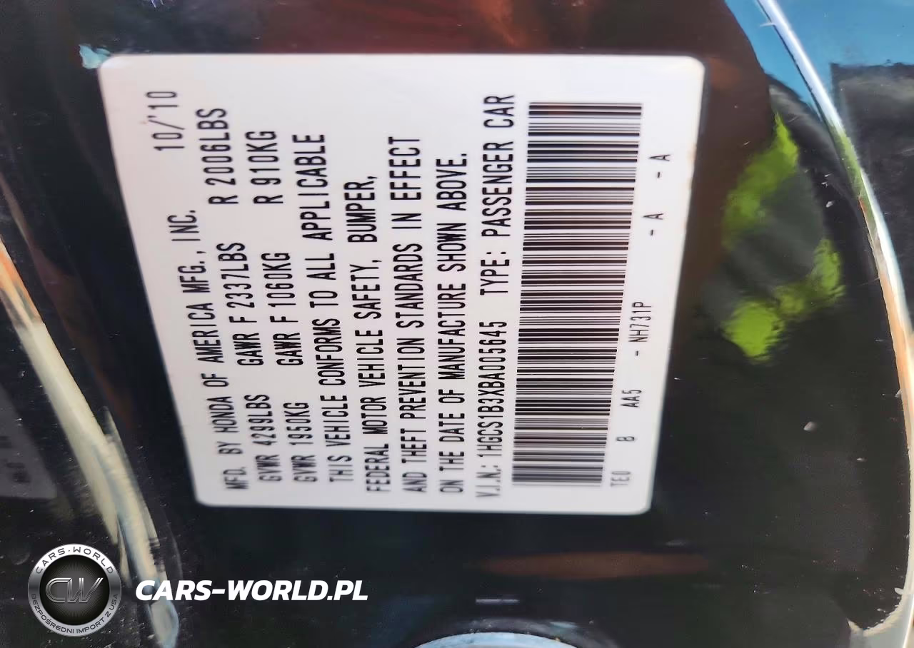 2011 Honda Accord Lx-S VIN:1HGCS1B3XBA005645 - 13