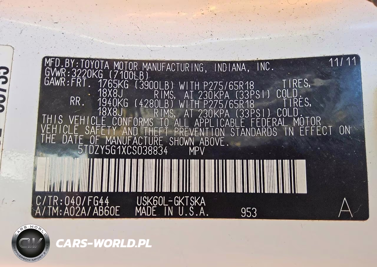 2012 Toyota Sequoia Sr5 VIN:5TDZY5G1XCS038834 - 12