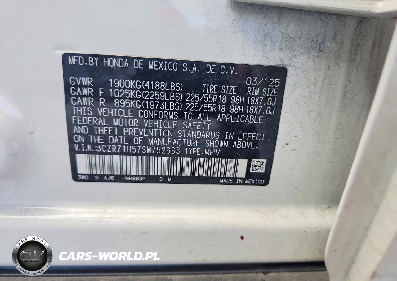 2025 Honda Hr-V Sport VIN:3CZRZ1H57SM752663 - 13