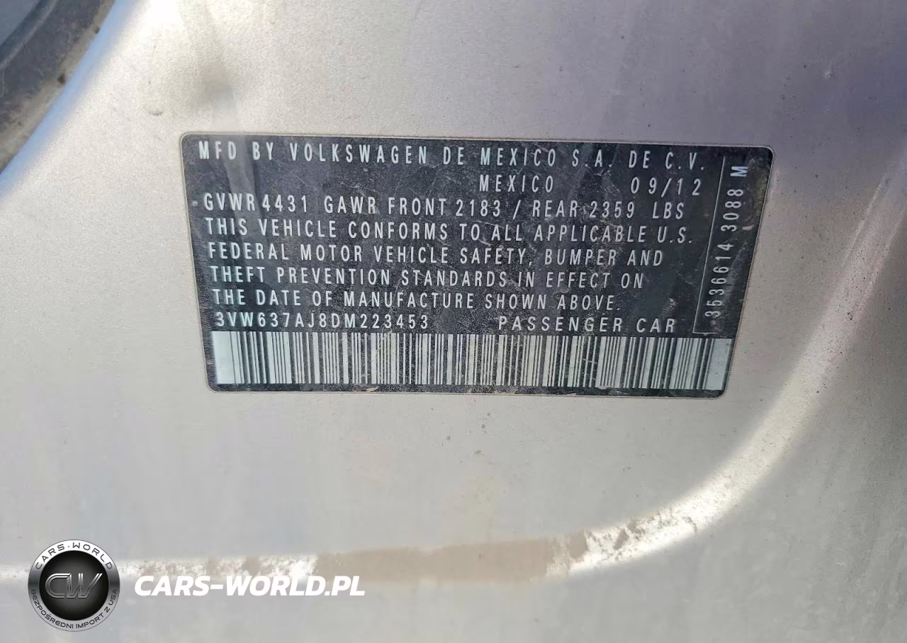 2013 Volkswagen Jetta Hybrid VIN:3VW637AJ8DM223453 - 12