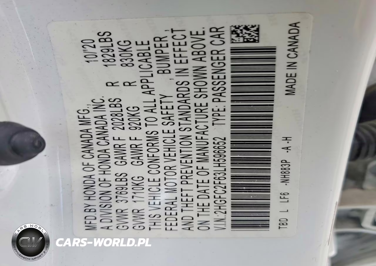 2020 Honda Civic Lx VIN:2HGFC2F63LH596652 - 12