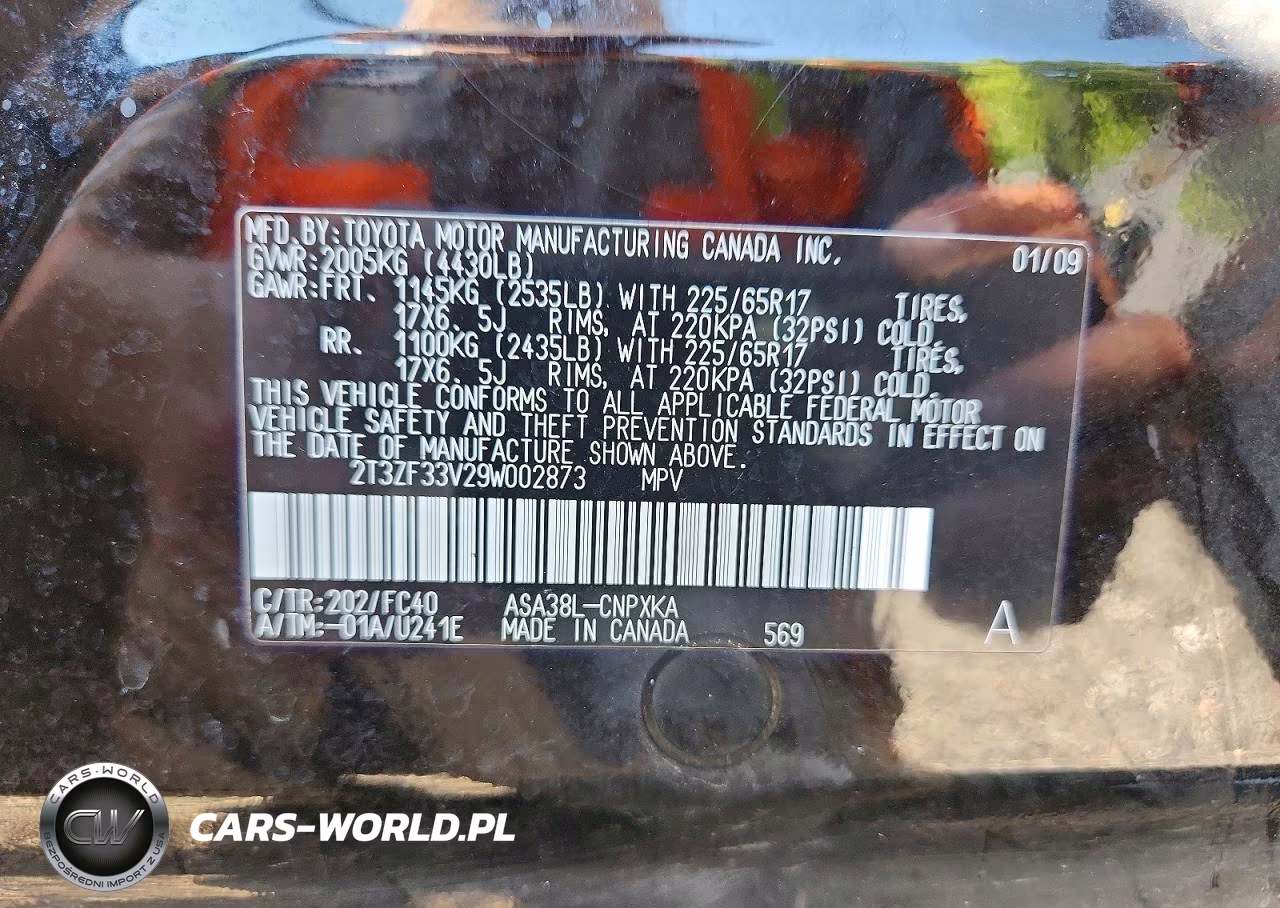 2009 Toyota Rav4 Base VIN:2T3ZF33V29W002873 - 13
