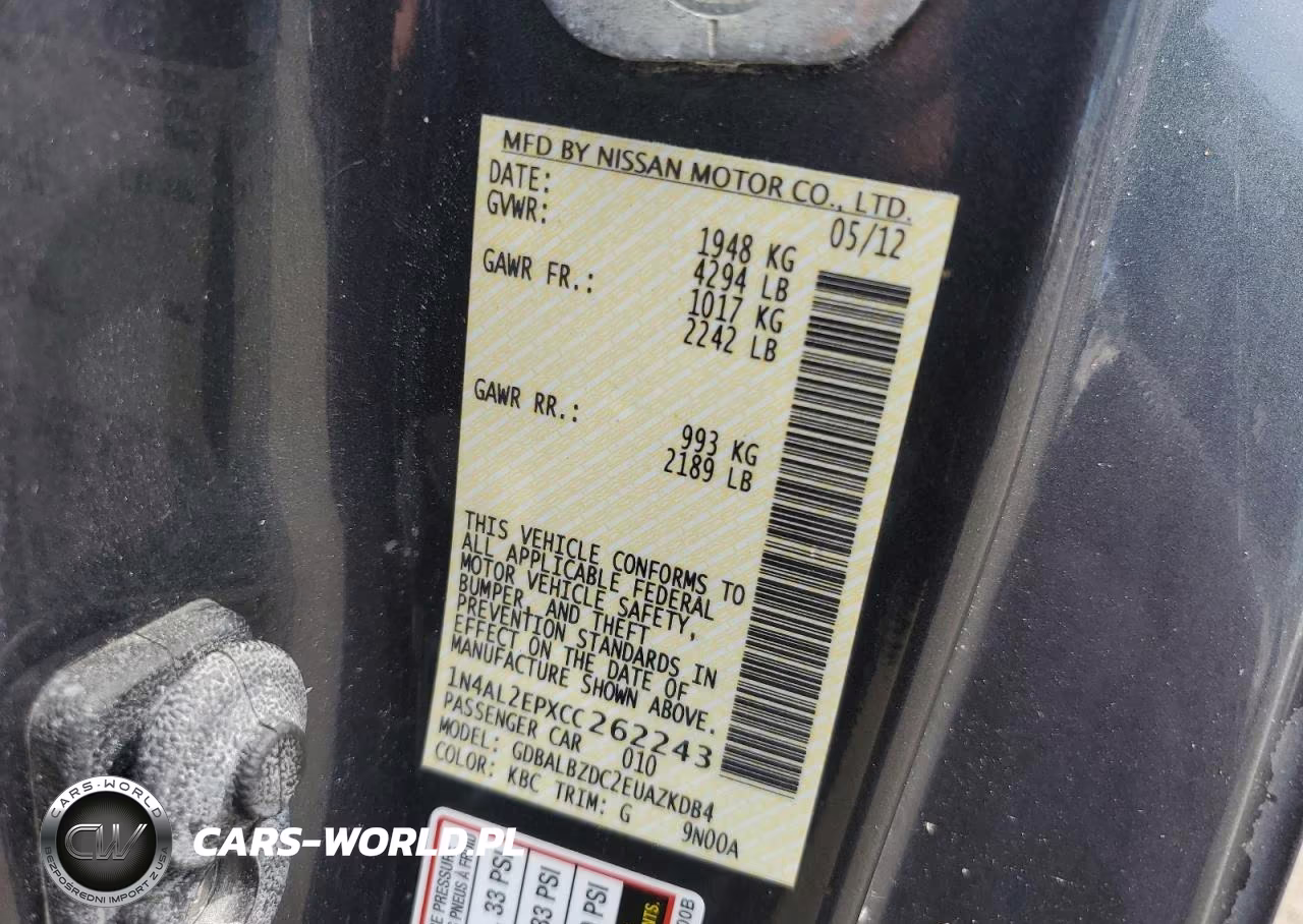 2012 Nissan Altima S VIN:1N4AL2EPXCC262243 - 12