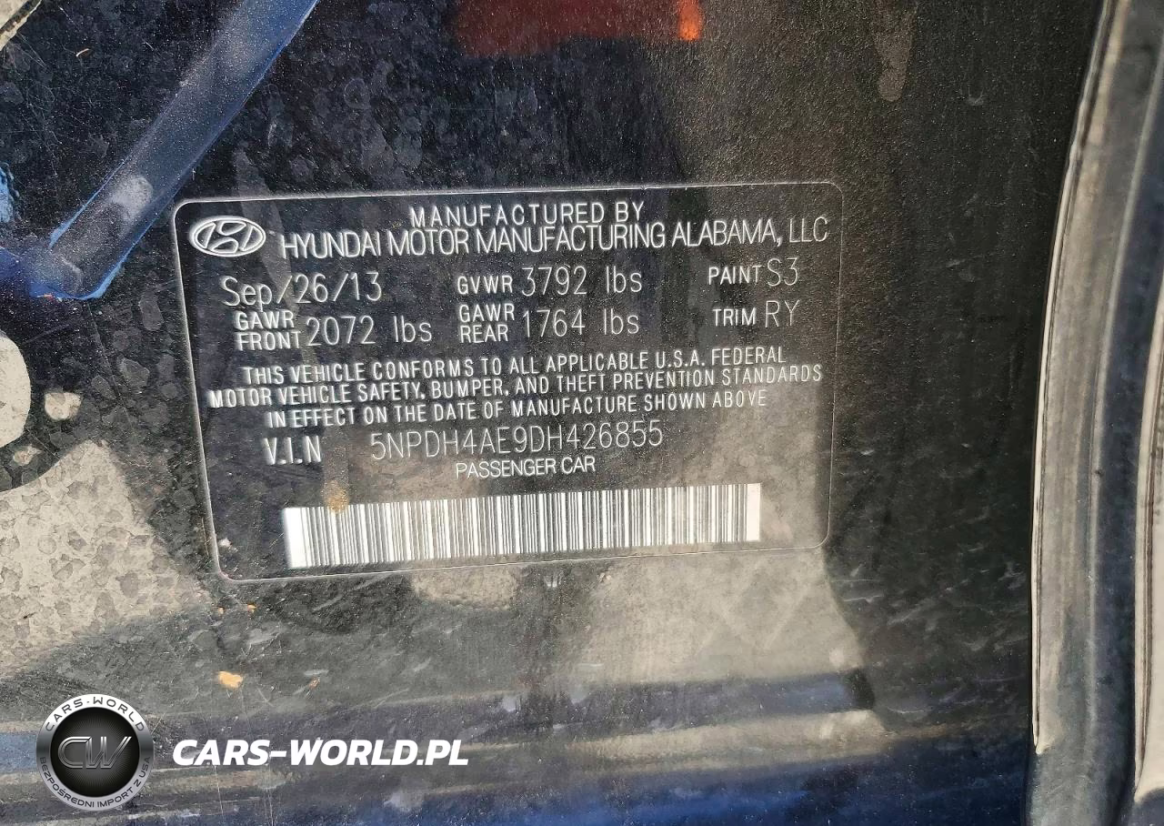 2013 Hyundai Elantra Limited VIN:5NPDH4AE9DH426855 - 12