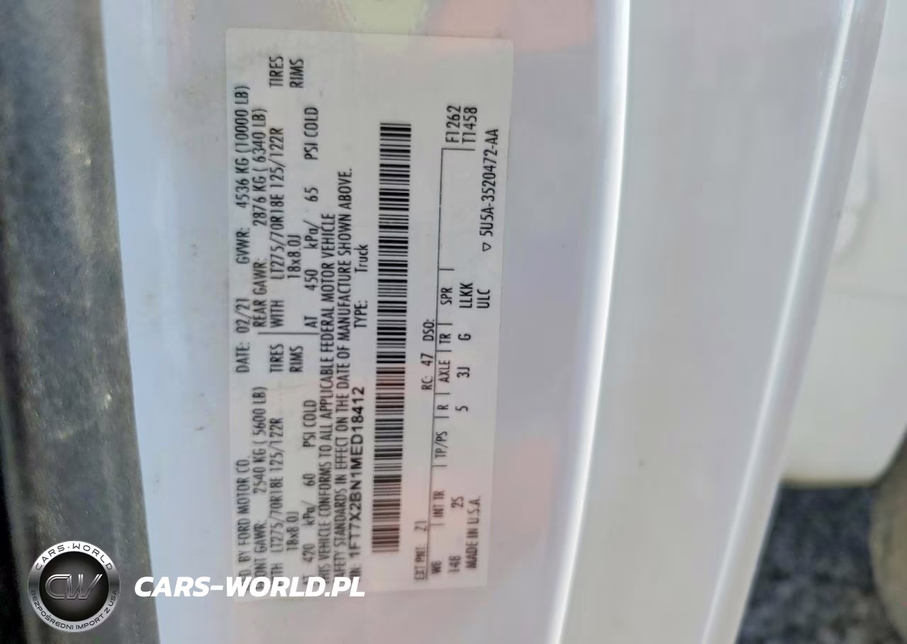 2021 Ford F250 Super Duty VIN:1FT7X2BN1MED18412 - 12