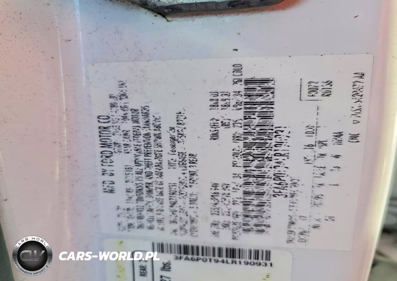 2020 Ford Fusion Se VIN:3FA6P0T94LR190931 - 12