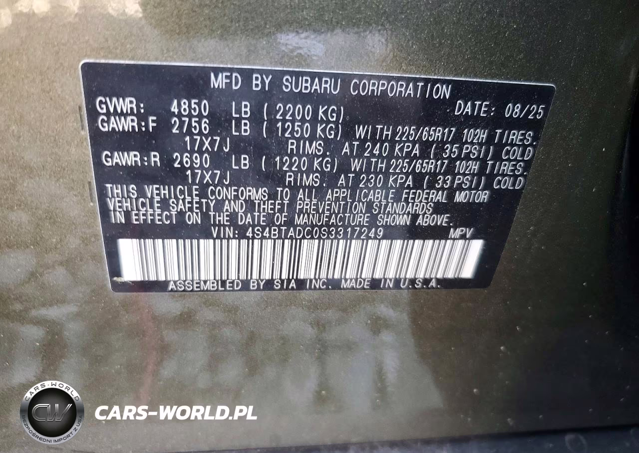 2025 Subaru Outback Premium VIN:4S4BTADC0S3317249 - 13