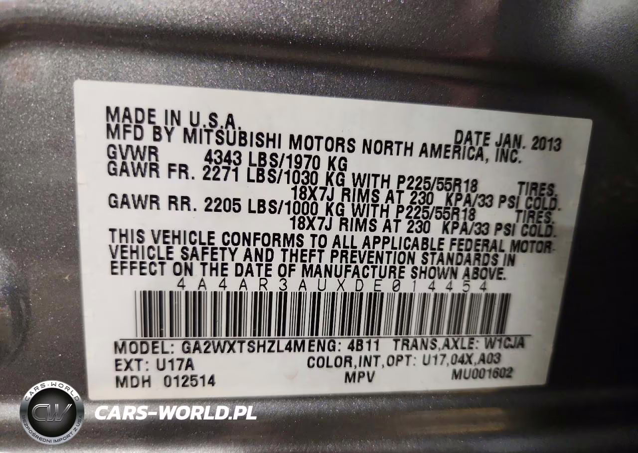 2013 Mitsubishi Outlander Sport Es VIN:4A4AR3AUXDE014454 - 13