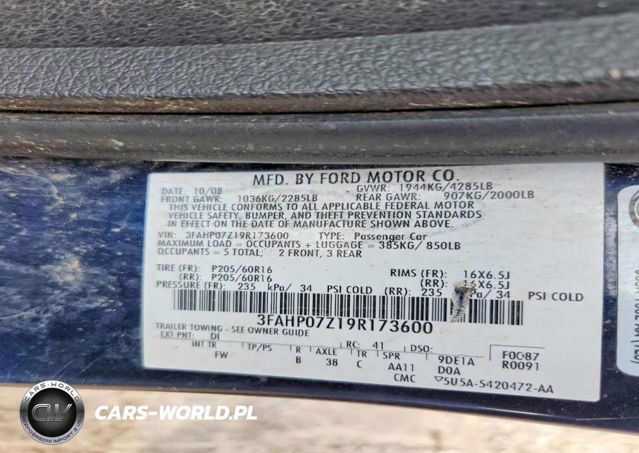 2009 Ford Fusion Se VIN:3FAHP07Z19R173600 - 12