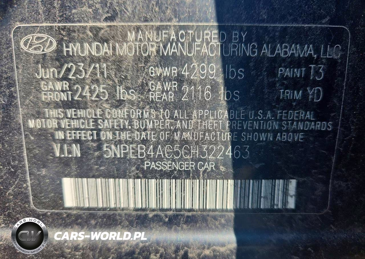 2012 Hyundai Sonata Gls VIN:5NPEB4AC5CH322463 - 12