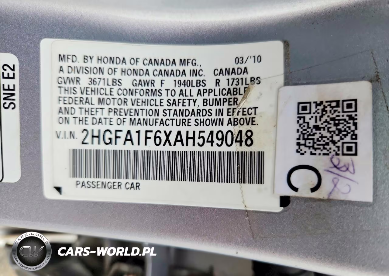 2010 Honda Civic Lx-S VIN:2HGFA1F6XAH549048 - 13