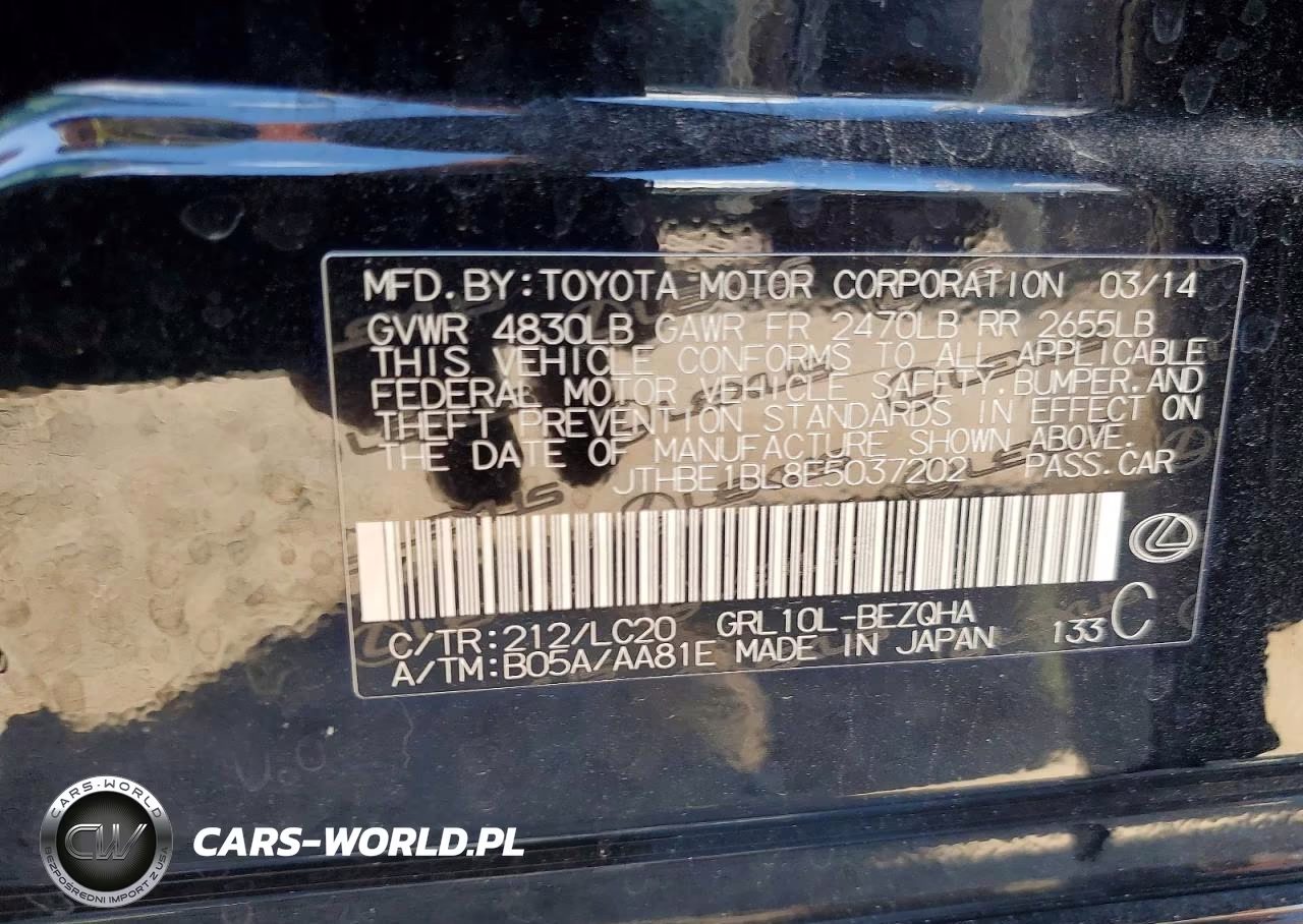 2014 Lexus Gs 350 VIN:JTHBE1BL8E5037202 - 13