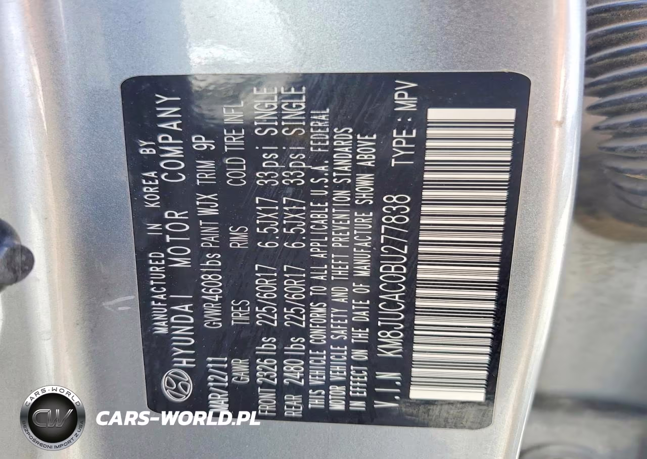 2011 Hyundai Tucson Gls VIN:KM8JUCAC0BU277838 - 13