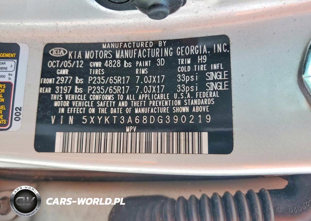 2013 Kia Sorento Lx VIN:5XYKT3A68DG390219 - 13
