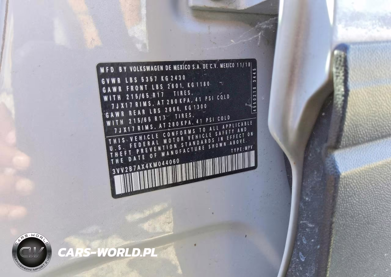 2019 Volkswagen Tiguan Se VIN:3VV2B7AX4KM044060 - 13