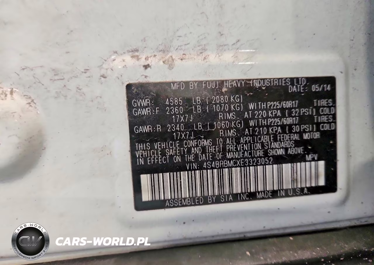 2014 Subaru Outback 2.5I Limited VIN:4S4BRBMCXE3323052 - 13
