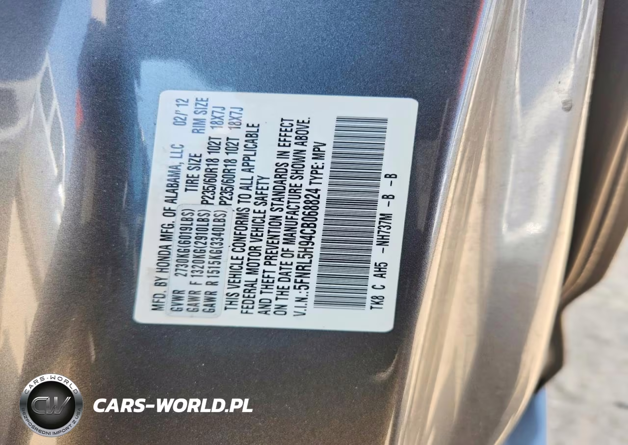 2012 Honda Odyssey Touring VIN:5FNRL5H94CB068824 - 12