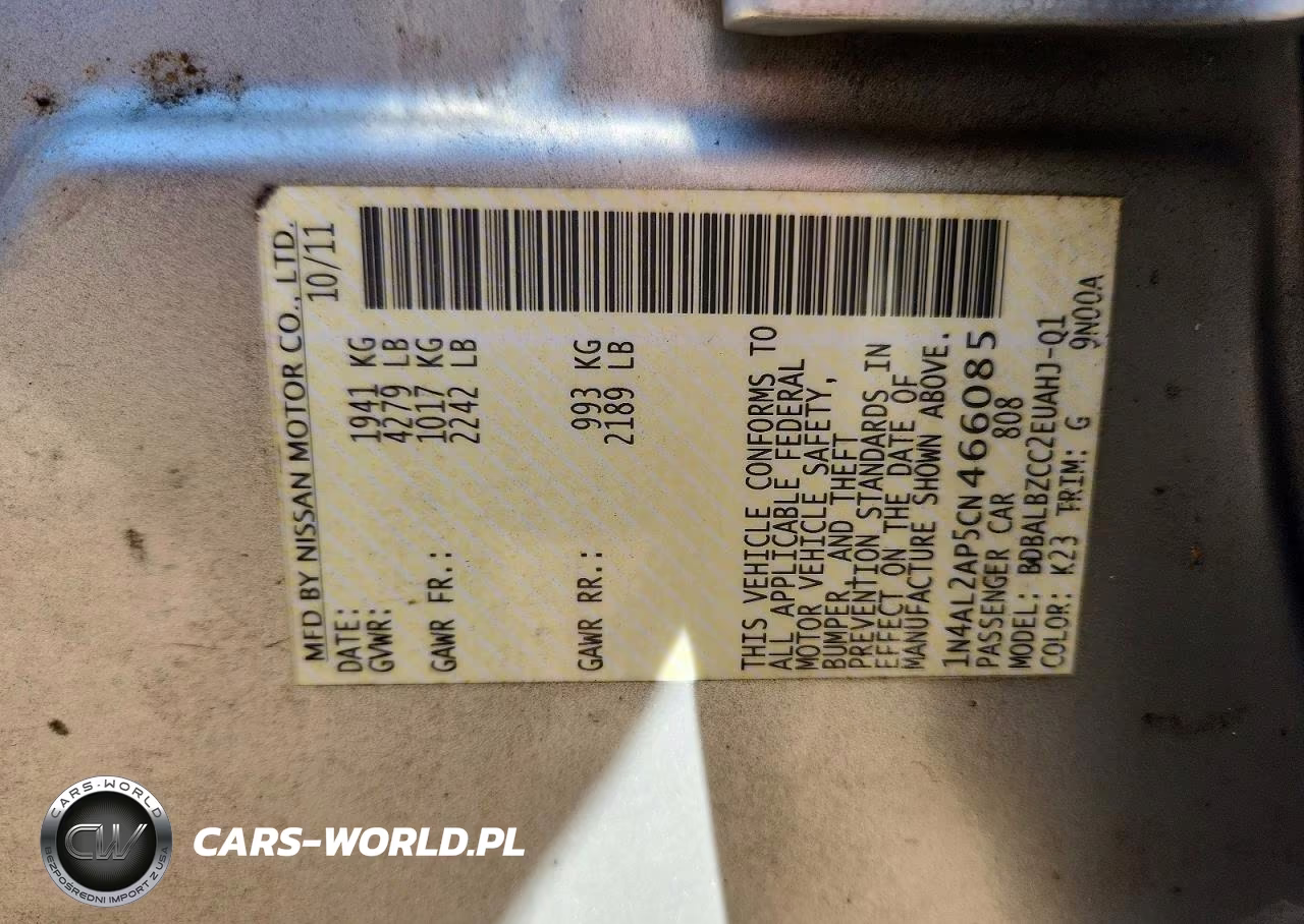 2012 Nissan Altima 2.5 VIN:1N4AL2AP5CN466085 - 12