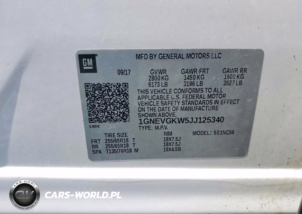 2018 Chevrolet Traverse Lt VIN:1GNEVGKW5JJ125340 - 13