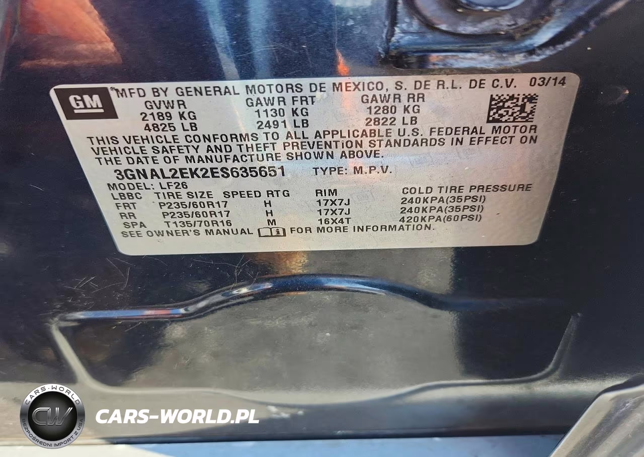 2014 Chevrolet Captiva Ls VIN:3GNAL2EK2ES635651 - 13