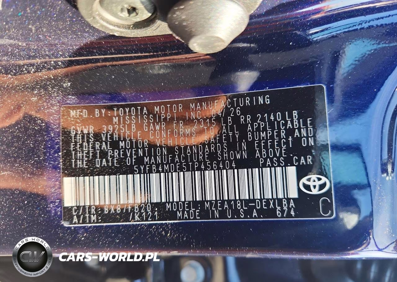 2026 Toyota Corolla Le VIN:5YFB4MDE5TP456404 - 12