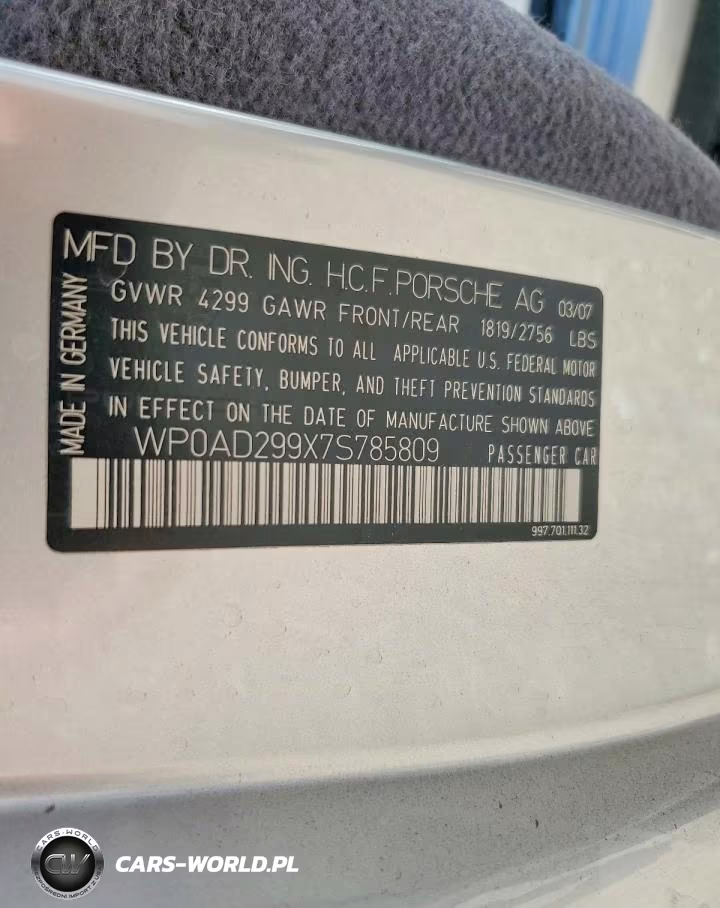 2007 Porsche 911 Turbo VIN:WP0AD299X7S785809 - 12