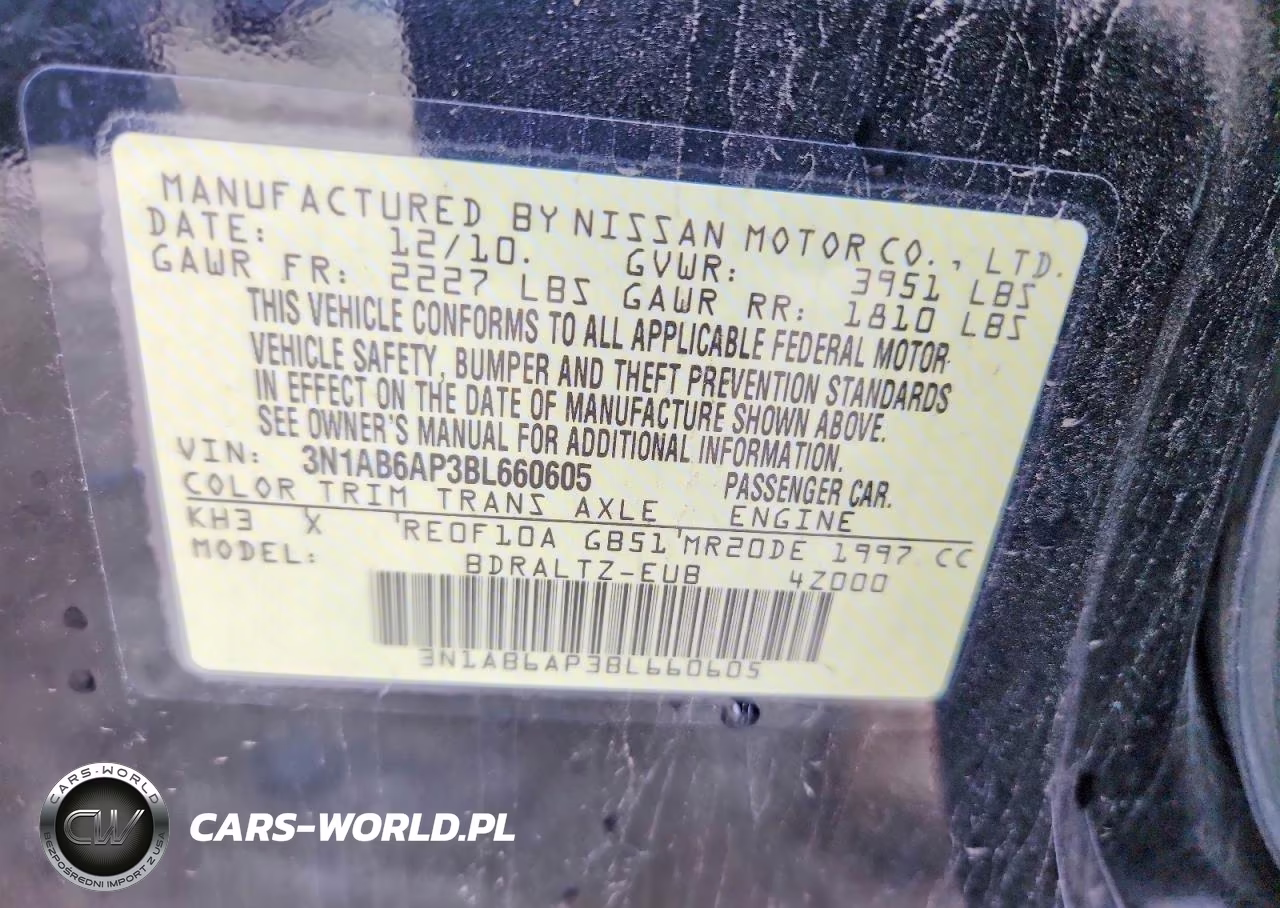 2011 Nissan Sentra 2.0 VIN:3N1AB6AP3BL660605 - 12