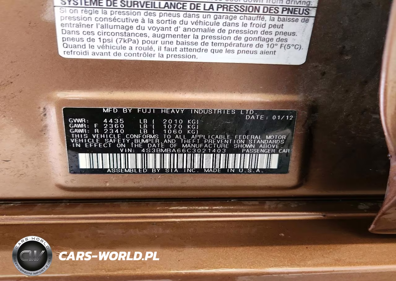 2012 Subaru Legacy 2.5I VIN:4S3BMBA66C3021403 - 13