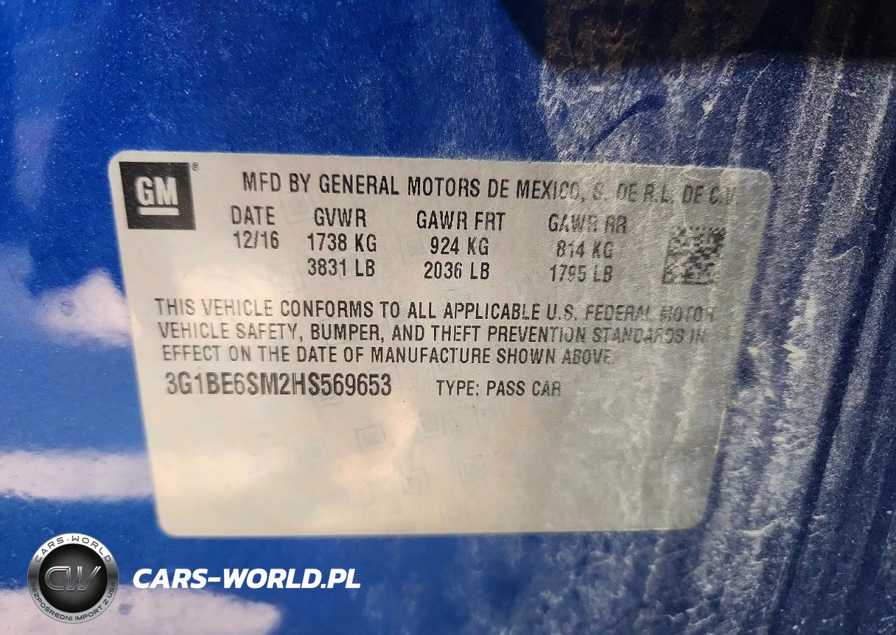2017 Chevrolet Cruze Lt VIN:3G1BE6SM2HS569653 - 13
