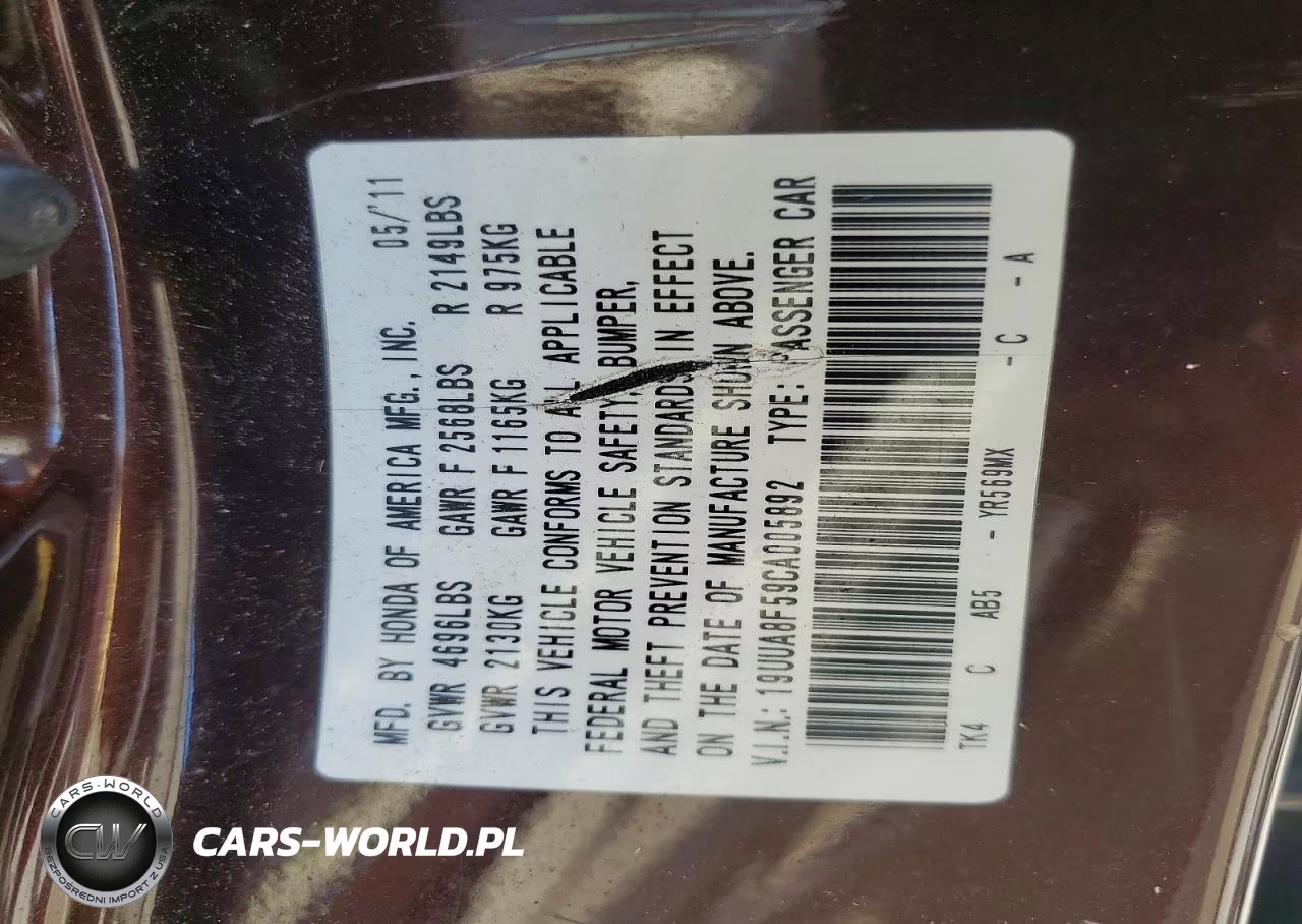 2012 Acura Tl VIN:19UUA8F59CA005892 - 12