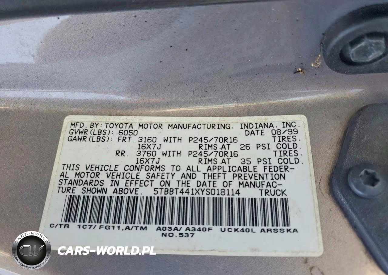2000 Toyota Tundra Sr5 VIN:5TBBT441XYS018114 - 13